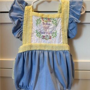Blue and Yellow Ruffled Baby Romper